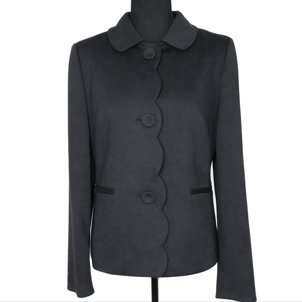 Talbots Black Scalloped Button Jacket | Classic Tailored Blazer - Picture 5 of 7